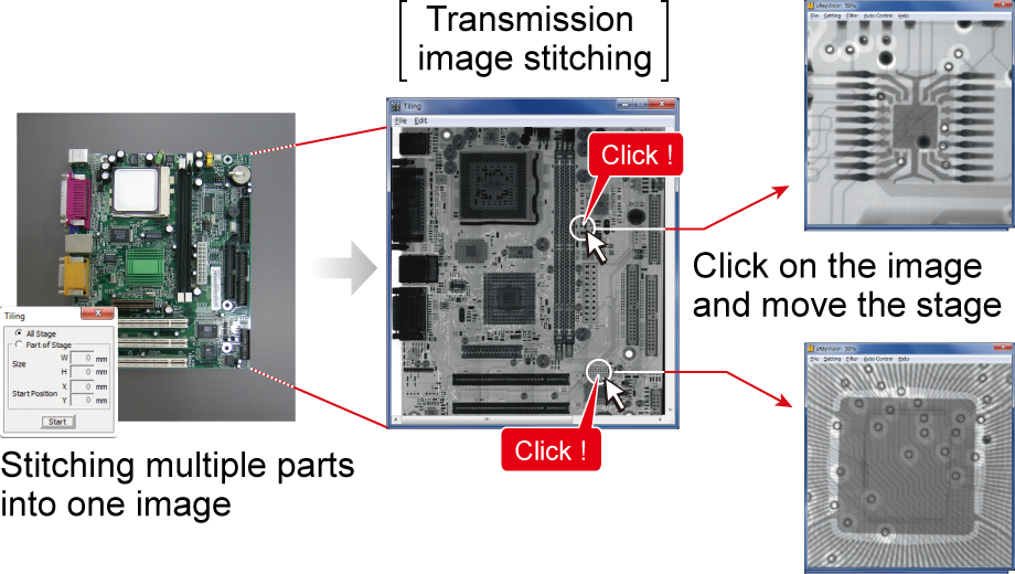 Stitching function | μRay8400 series | X-ray Inspection System (Vertical Model) | Matsusada Precision
