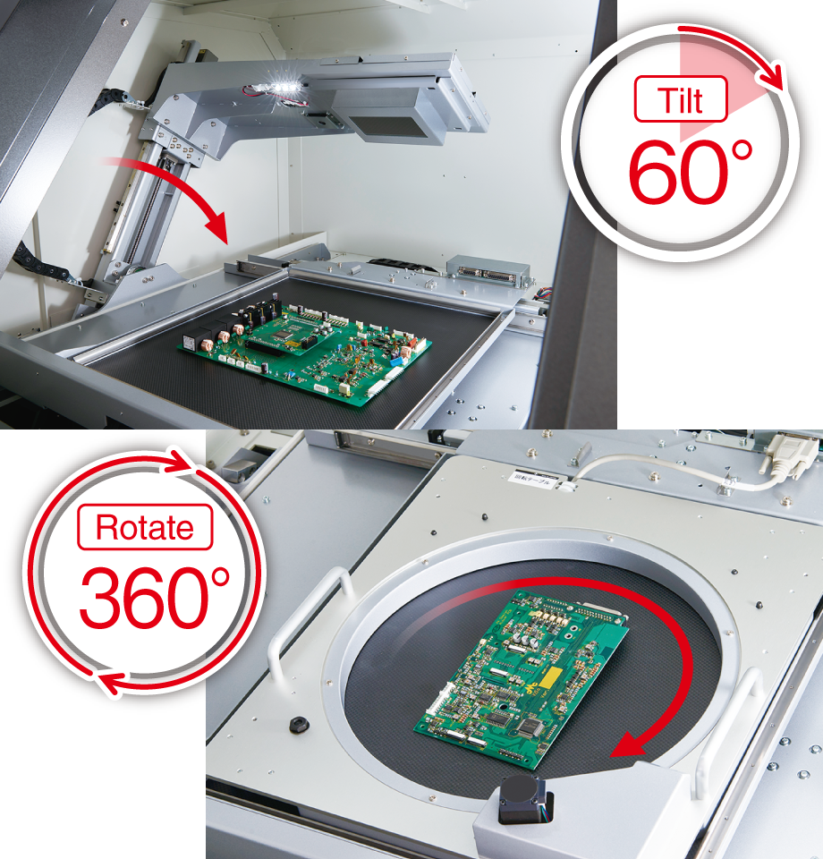 Multi-angle view with tilting camera | µX8600 series | Benchtop X-ray Inspection Systems (Top View Type) | Matsusada Precision