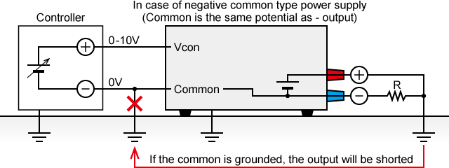 Precautions for analog remote control of negative-common type power supply | Matsusada Precision